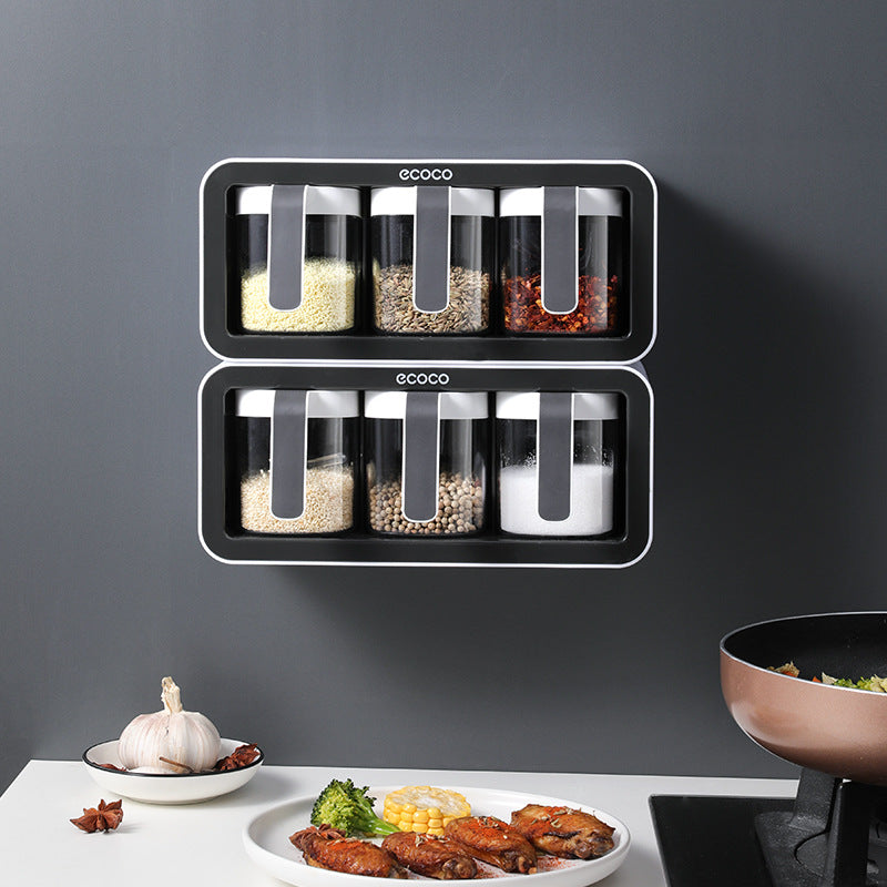 Magnetic Spice Rack System (4-Jar Wall Mount)